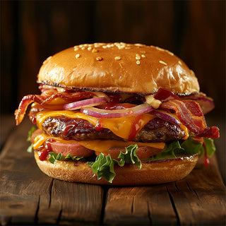 Bacon-Cheddar Burger With Caramelized Onions