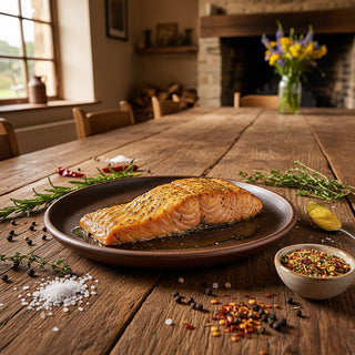 Baked Salmon with Mustard–Herbes de Provence Glaze