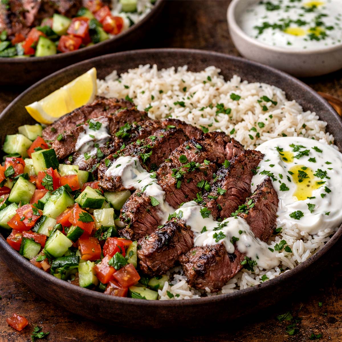 Shawarma-Style Steak Rice Bowls