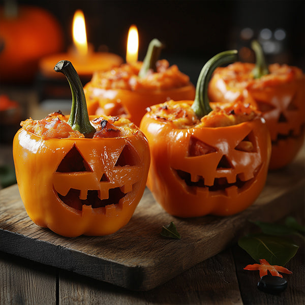 Jack O' Lantern Stuffed Peppers