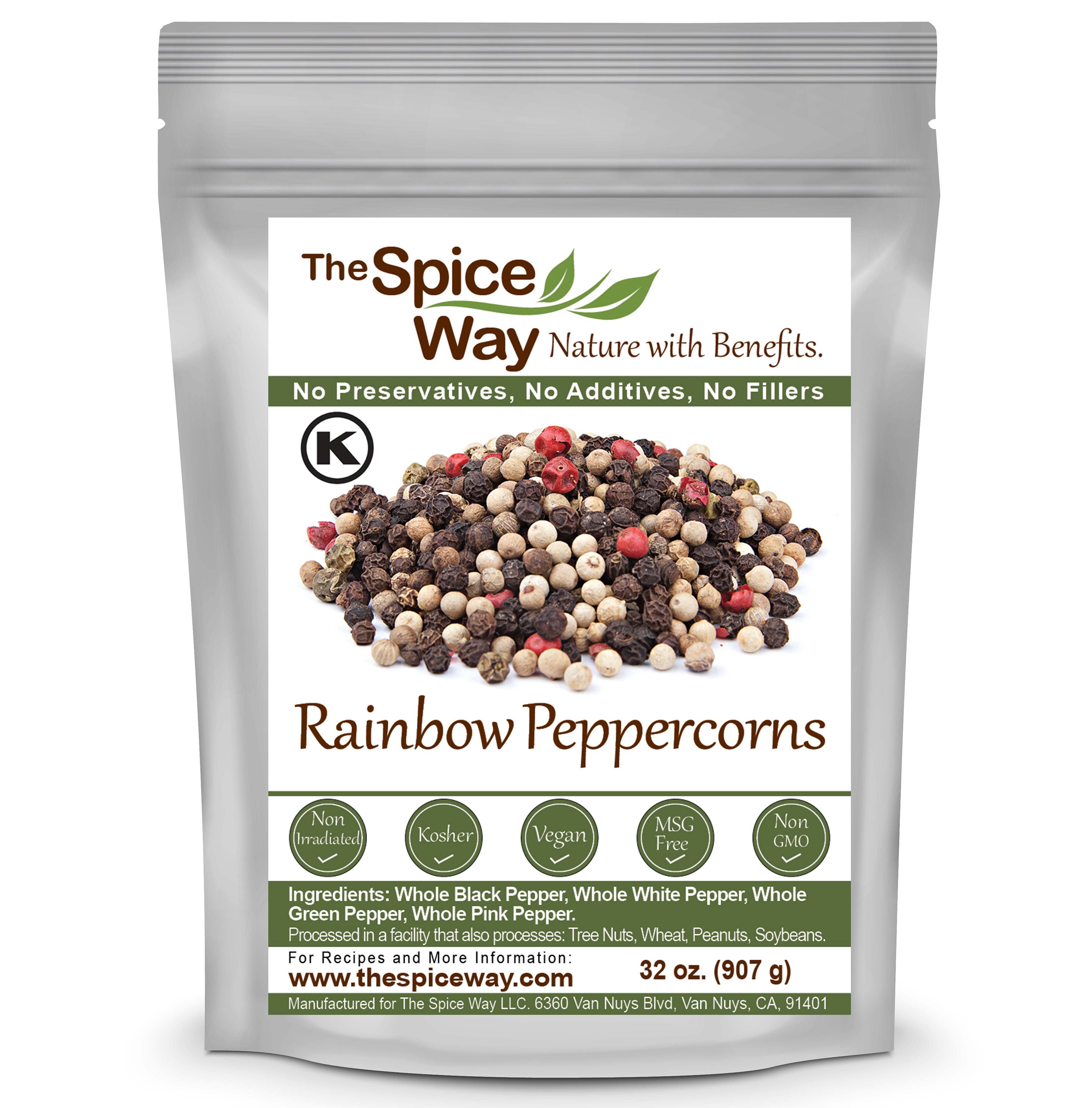 Cerez Pazari Rainbow Peppercorn Blend 11 Oz - Whole Black, Pink, Green, White Color Pepper For Grinders Refills | Buy Now With Express International Delivery